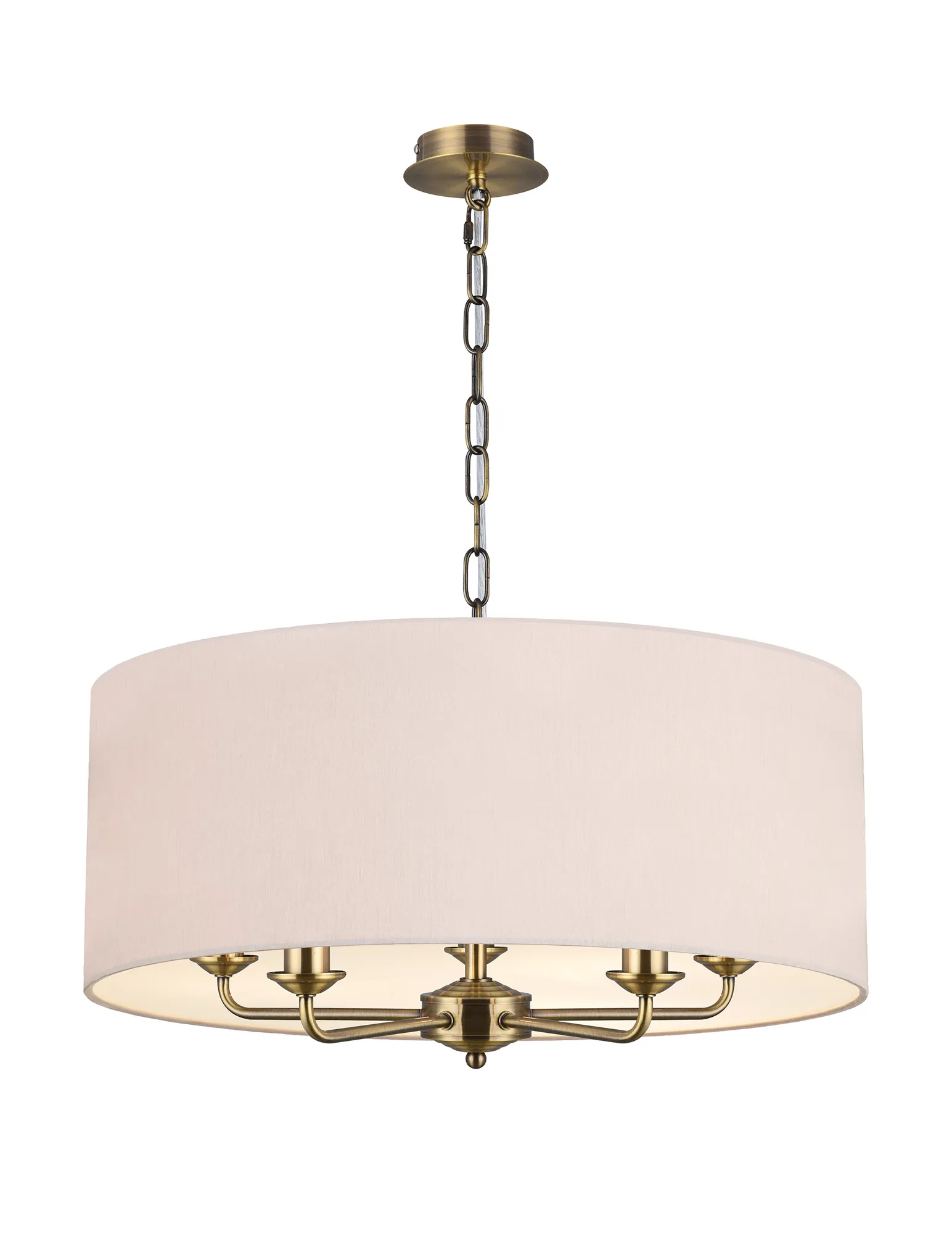 Banyan 60cm 5 Light Pendant Antique Brass; Nude Beige/Moonlight